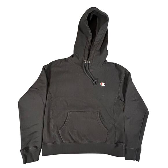 Champion Reverse Weave Hoodie Women's Small Black Heavy Weight Pullover - Picture 1 of 8